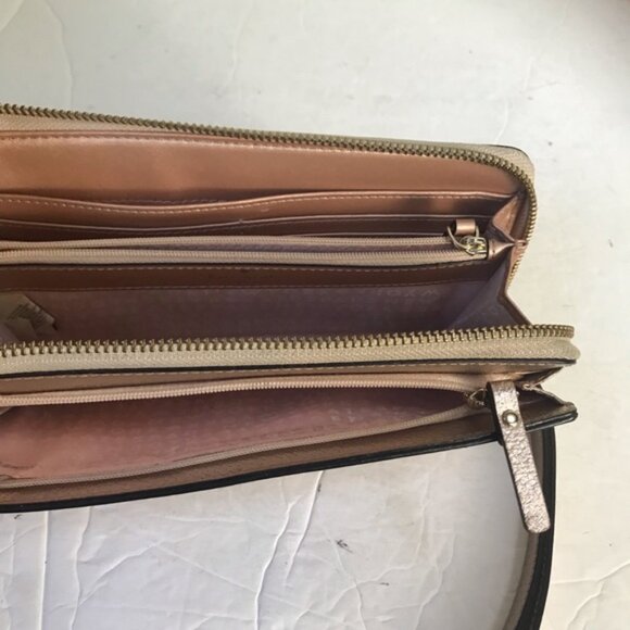 Kate Spade Rose Gold Large Wristlet Metallic Wallet Organizer Clutch Bag Zippy - Picture 6 of 14
